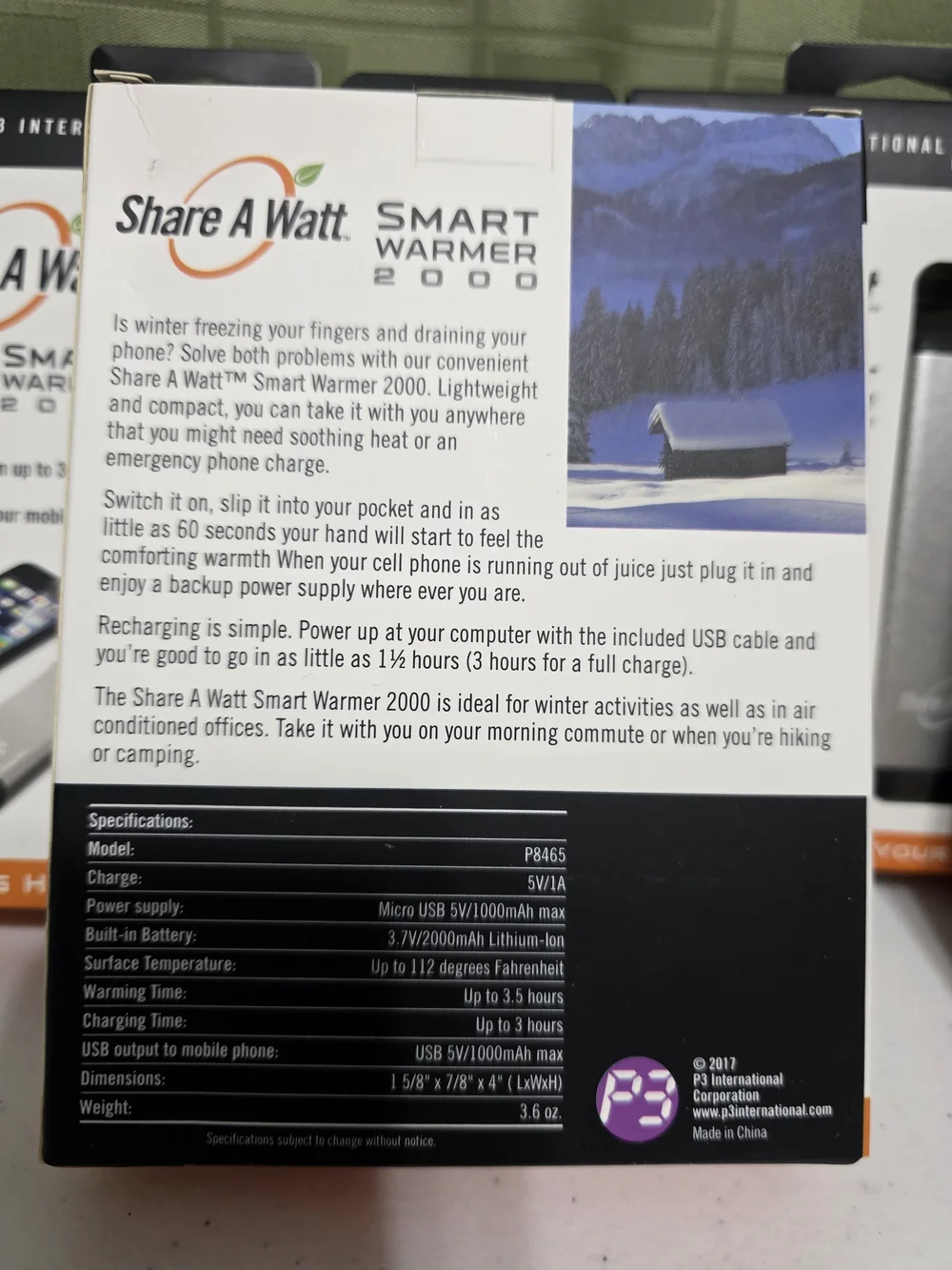Smart Warmer 2000 Portable Hand Warmer and Charger - Silver. Family Pack Of Four